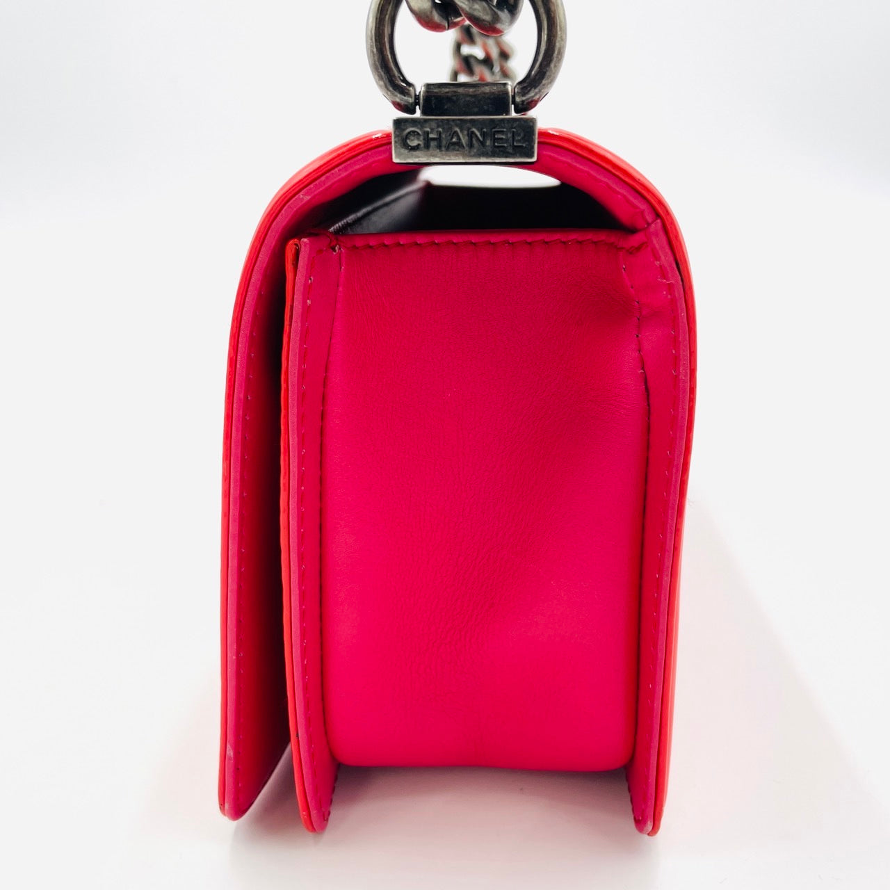 CHANEL BOY CHANEL Enamel 2Way coral red