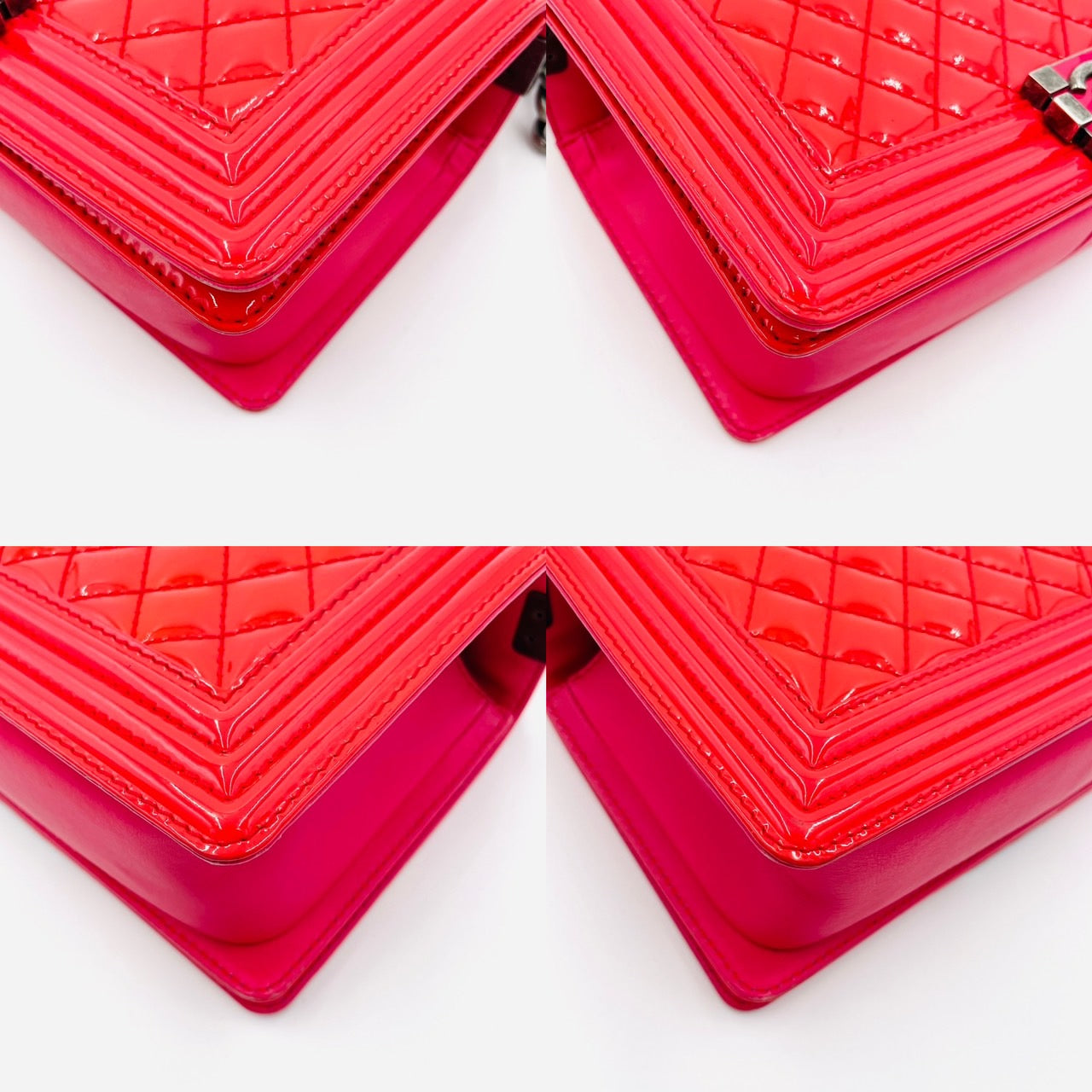 CHANEL BOY CHANEL Enamel 2Way coral red