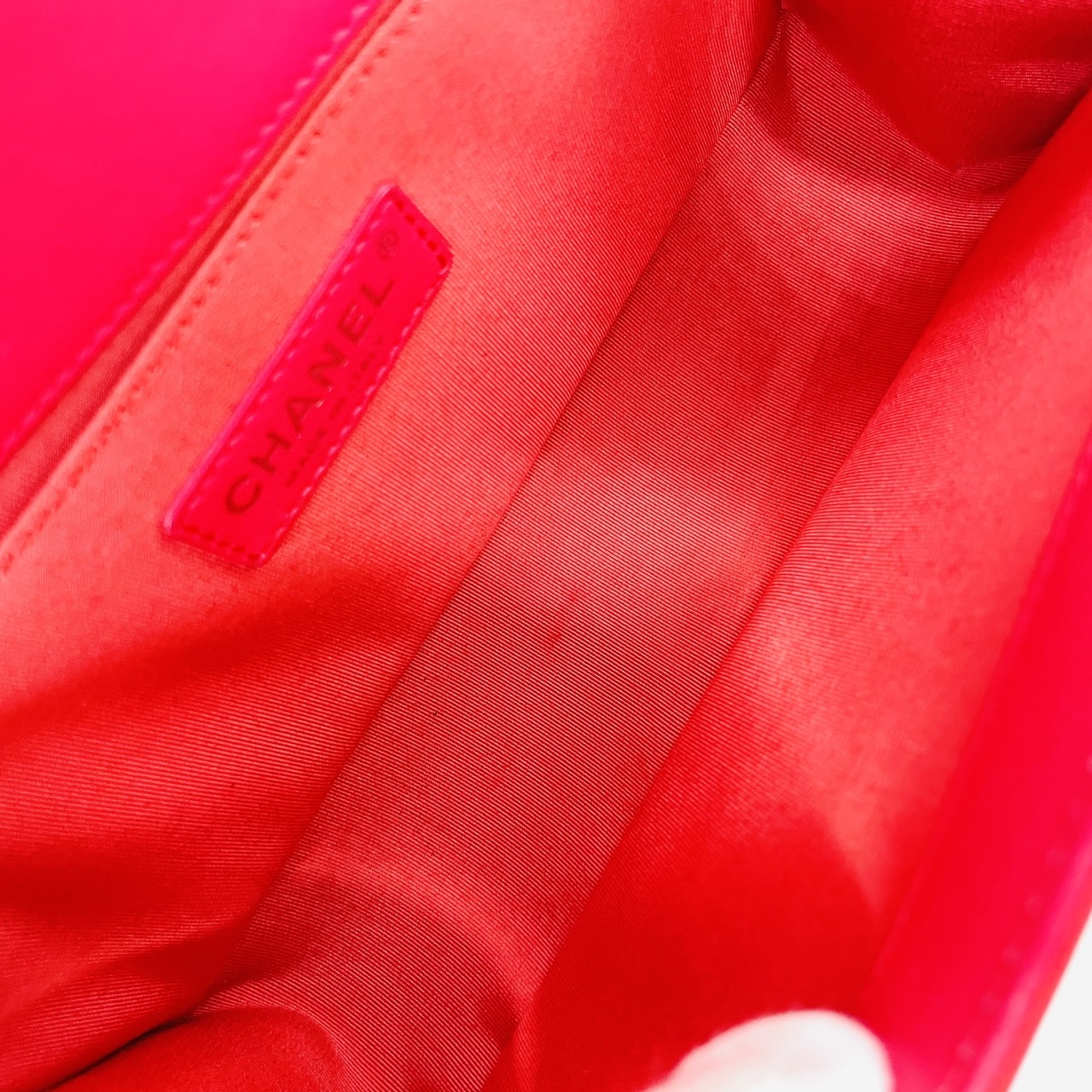 CHANEL BOY CHANEL Enamel 2Way coral red