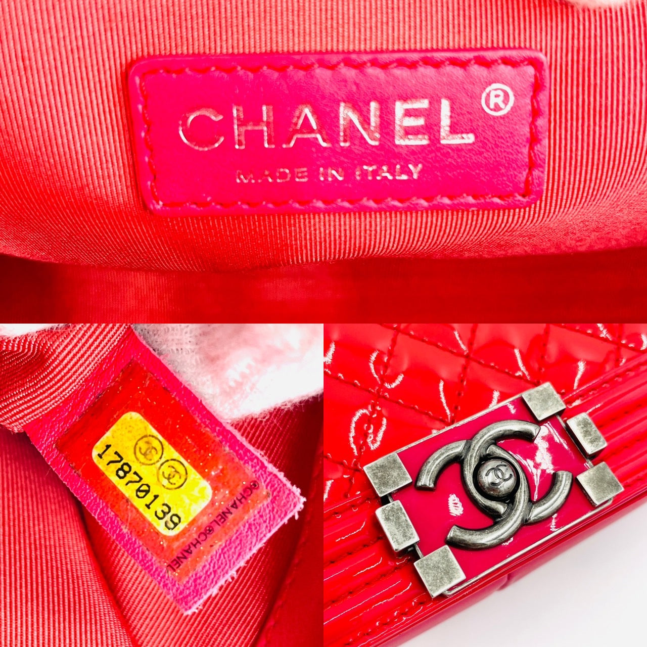 CHANEL BOY CHANEL Enamel 2Way coral red
