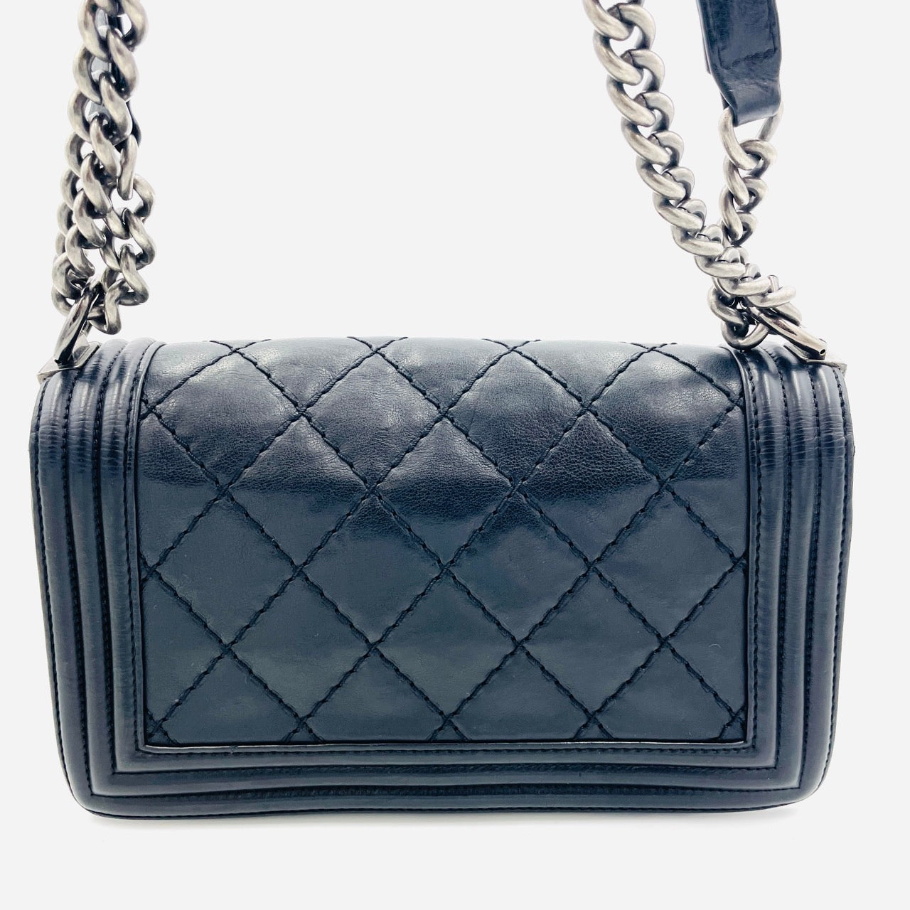 CHANEL BOY CHANEL Leather 2 Way Black Chain Shoulder Bag