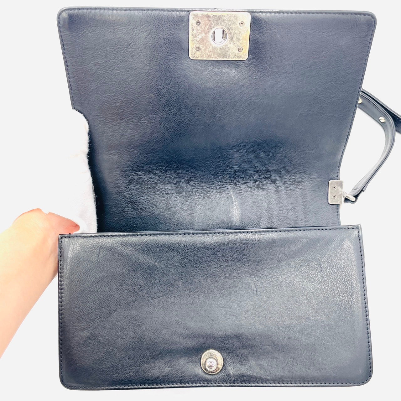 CHANEL BOY CHANEL Leather 2 Way Black Chain Shoulder Bag