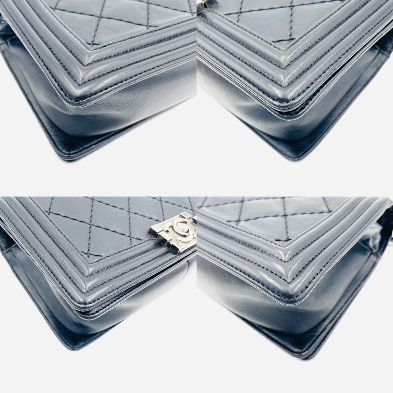 CHANEL BOY CHANEL Leather 2 Way Black Chain Shoulder Bag