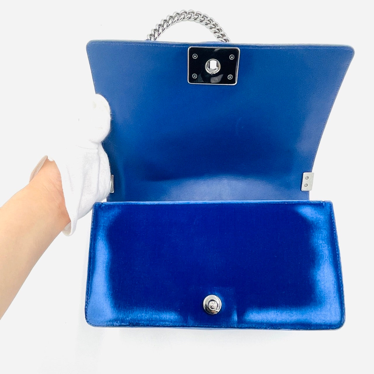 CHANEL BOY CHANEL Velvet blue