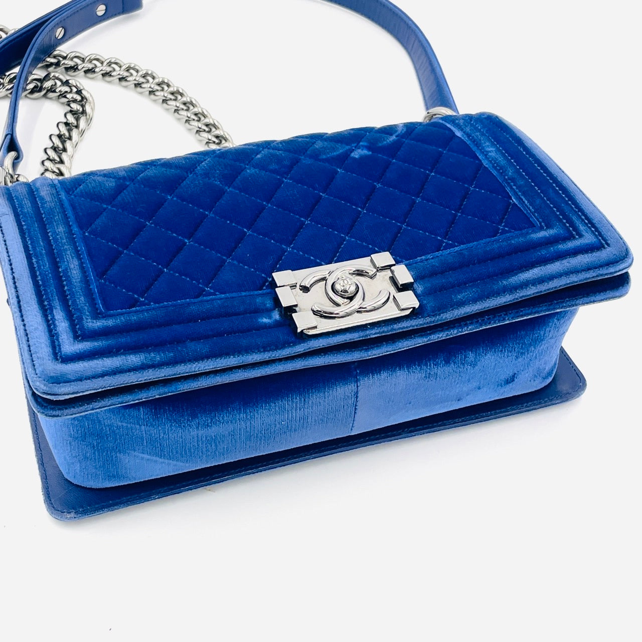 CHANEL BOY CHANEL Velvet blue