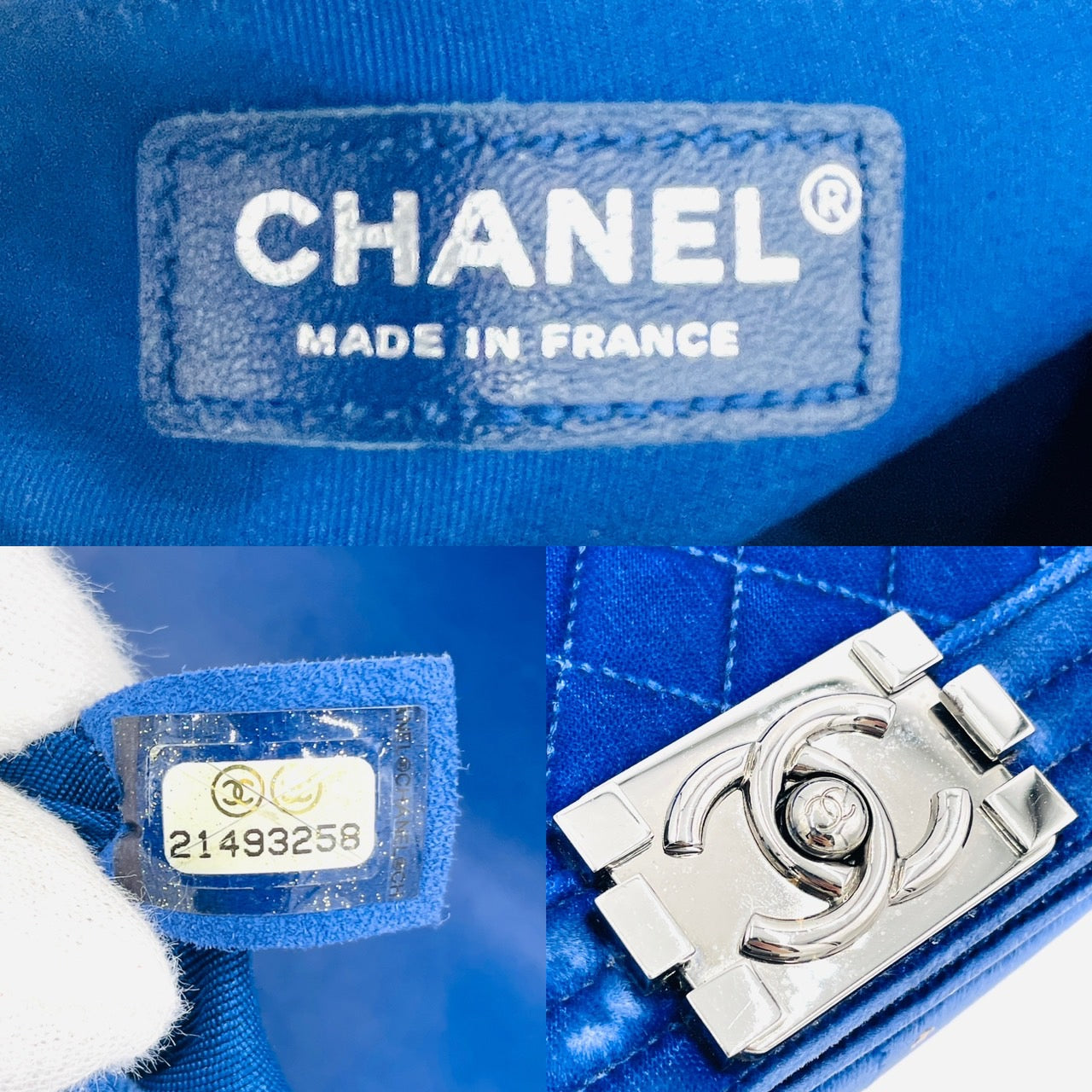 CHANEL BOY CHANEL Velvet blue