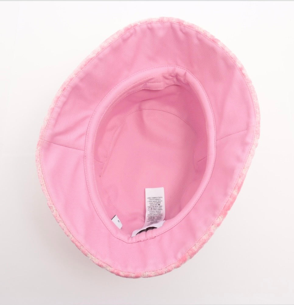 BURBERRY TB Logo Bucket Hat Pink Logo Women's Size M57cm Velour
