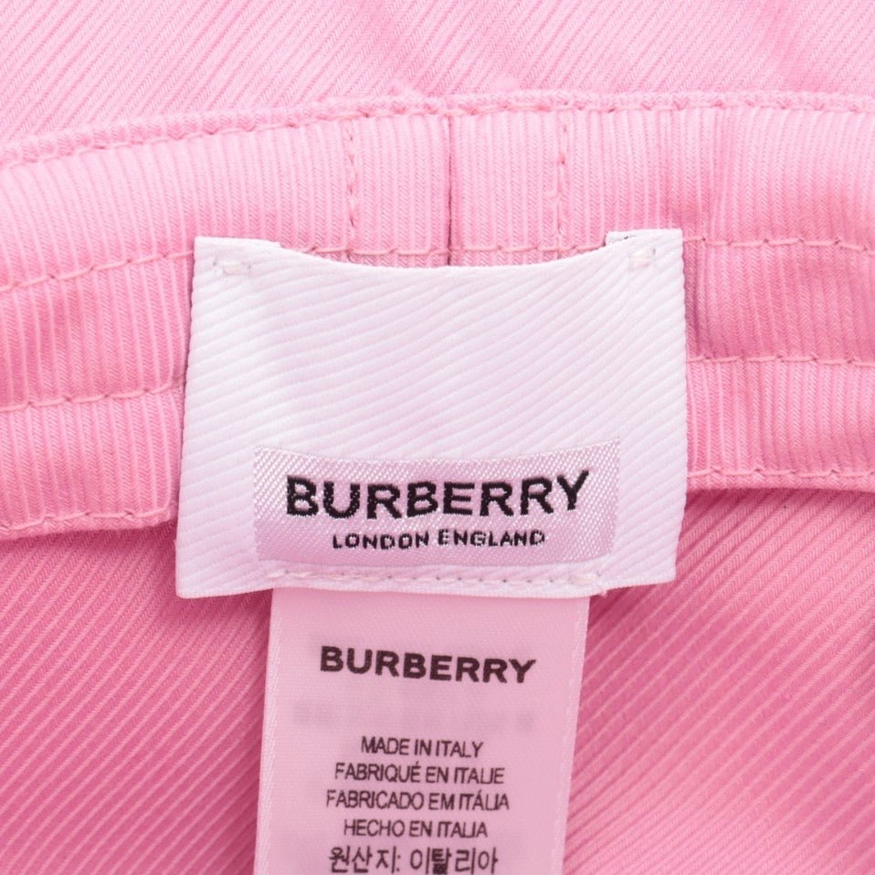 BURBERRY TB Logo Bucket Hat Pink Logo Women's Size M57cm Velour