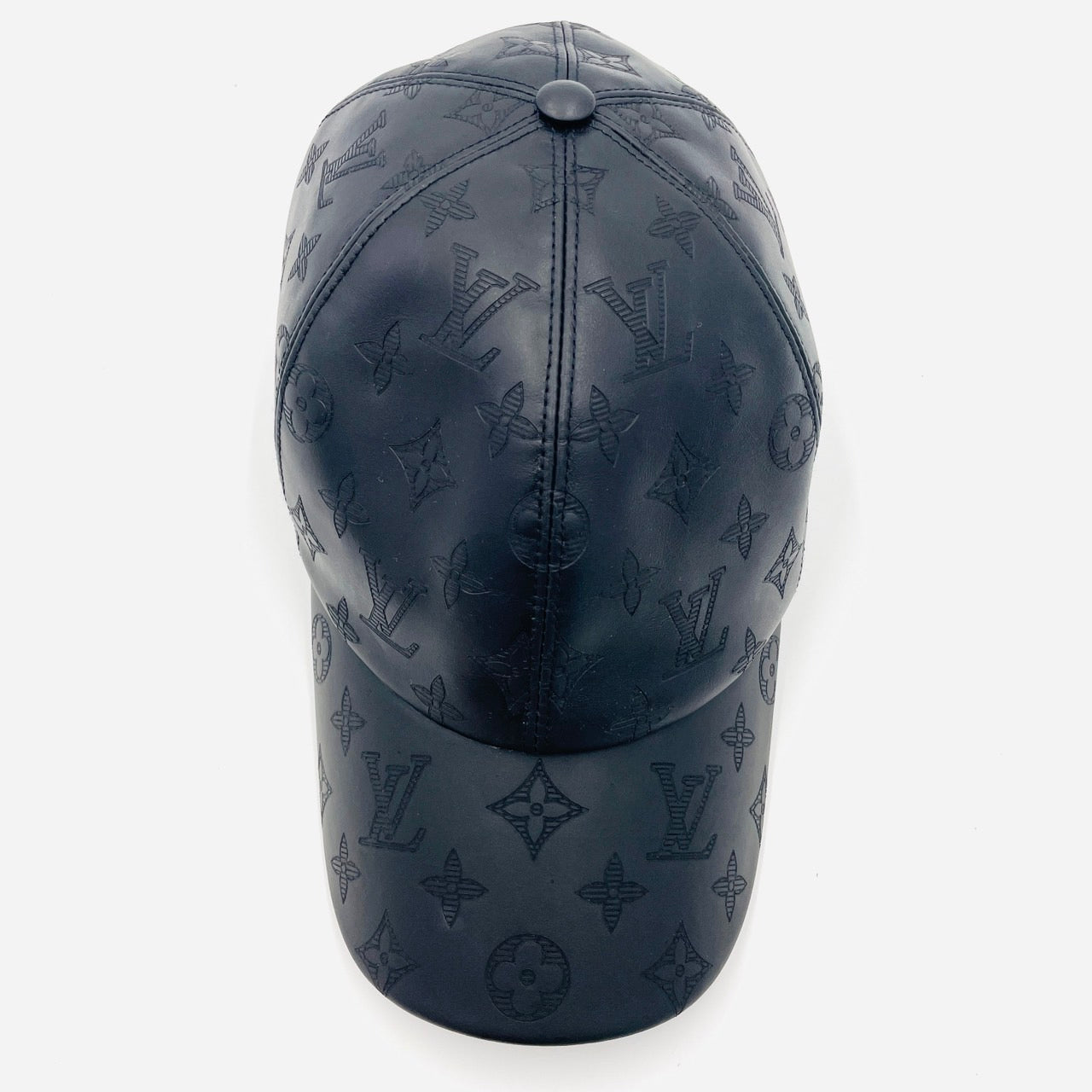LOUIS VUITTON CAP Monogram Shadow Hat M76985 Black Leather Size 62