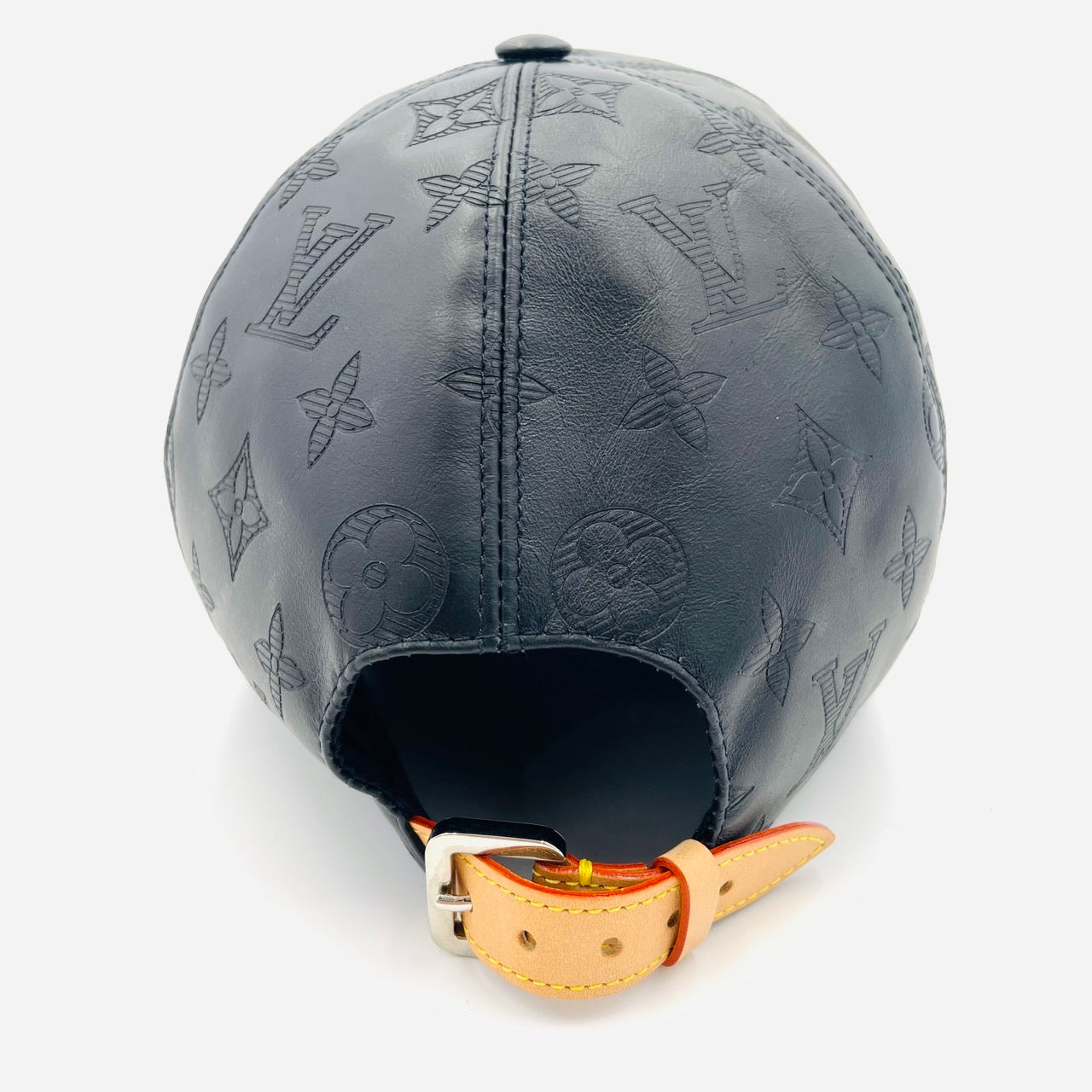LOUIS VUITTON CAP Monogram Shadow Hat M76985 Black Leather Size 62