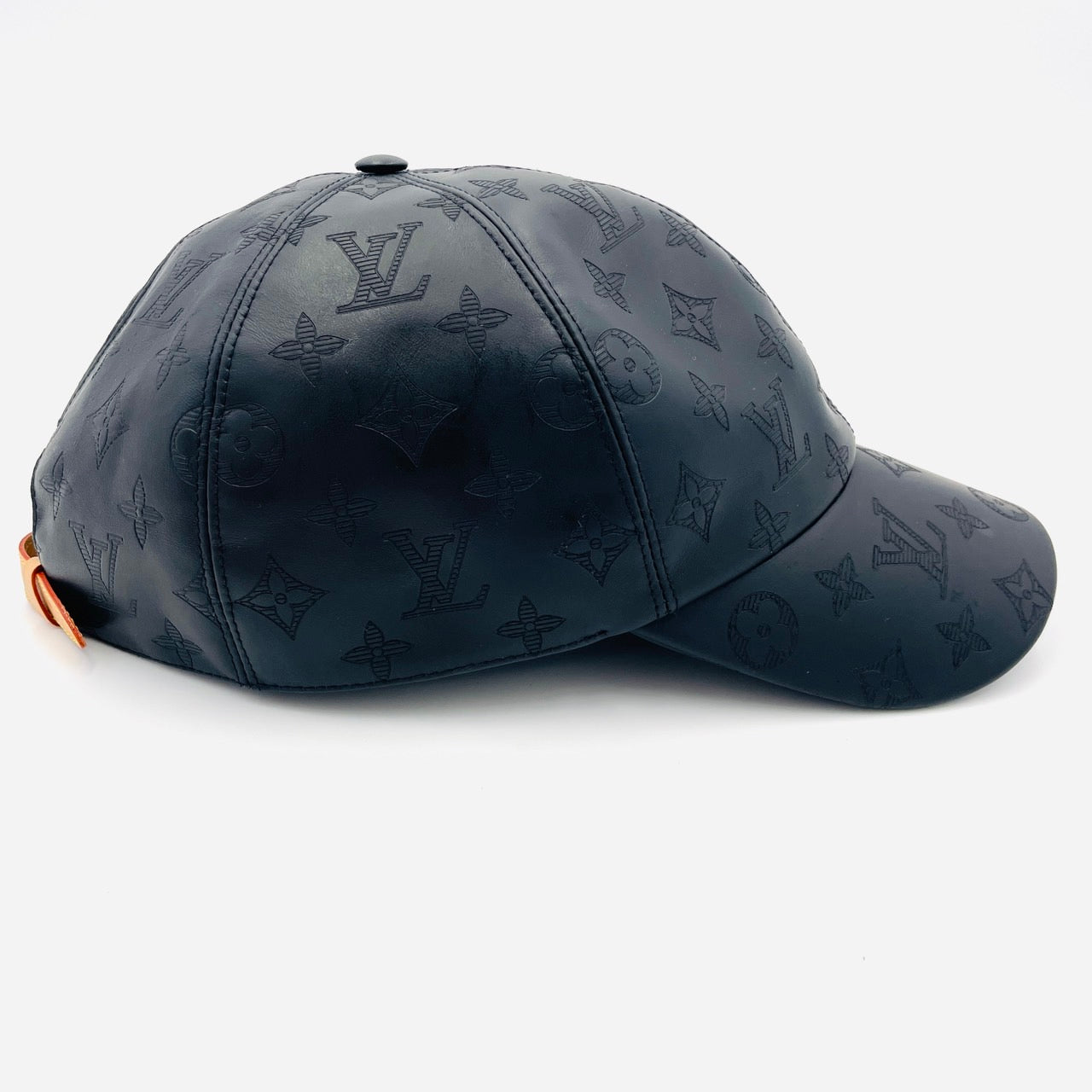 LOUIS VUITTON CAP Monogram Shadow Hat M76985 Black Leather Size 62