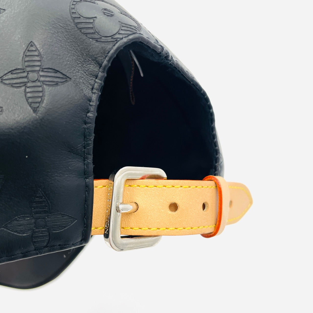 LOUIS VUITTON CAP Monogram Shadow Hat M76985 Black Leather Size 62