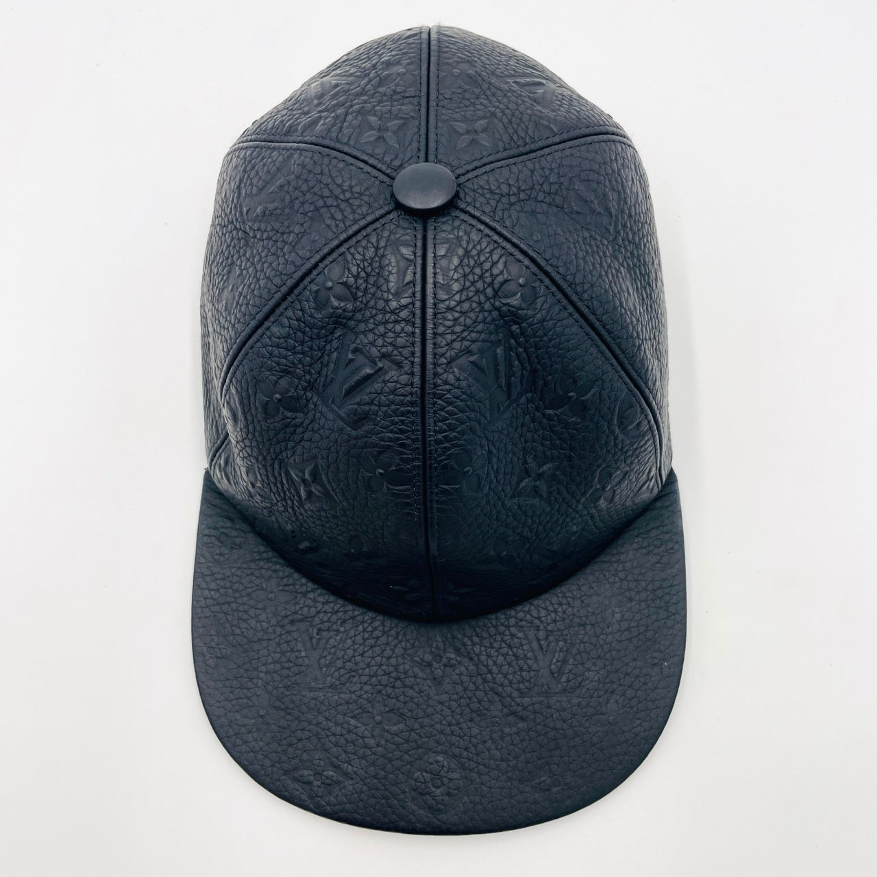 LOUIS VUITTON CAP Monogram Unplanted Hat MP2606 Black Leather Size 60
