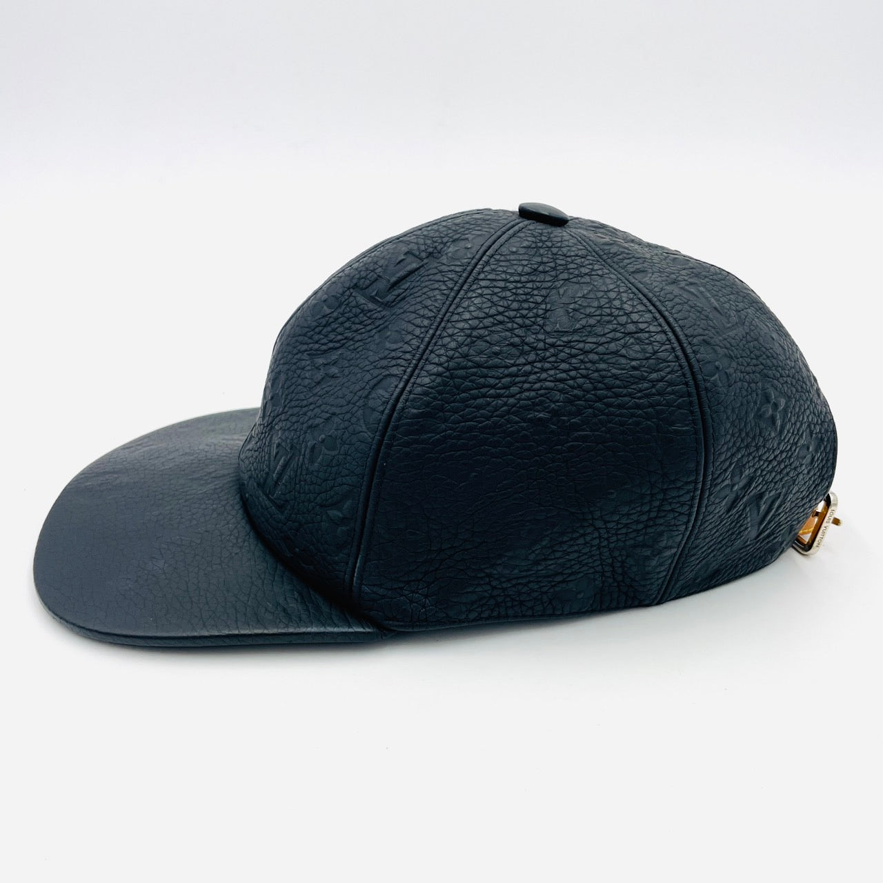 LOUIS VUITTON CAP Monogram Unplanted Hat MP2606 Black Leather Size 60