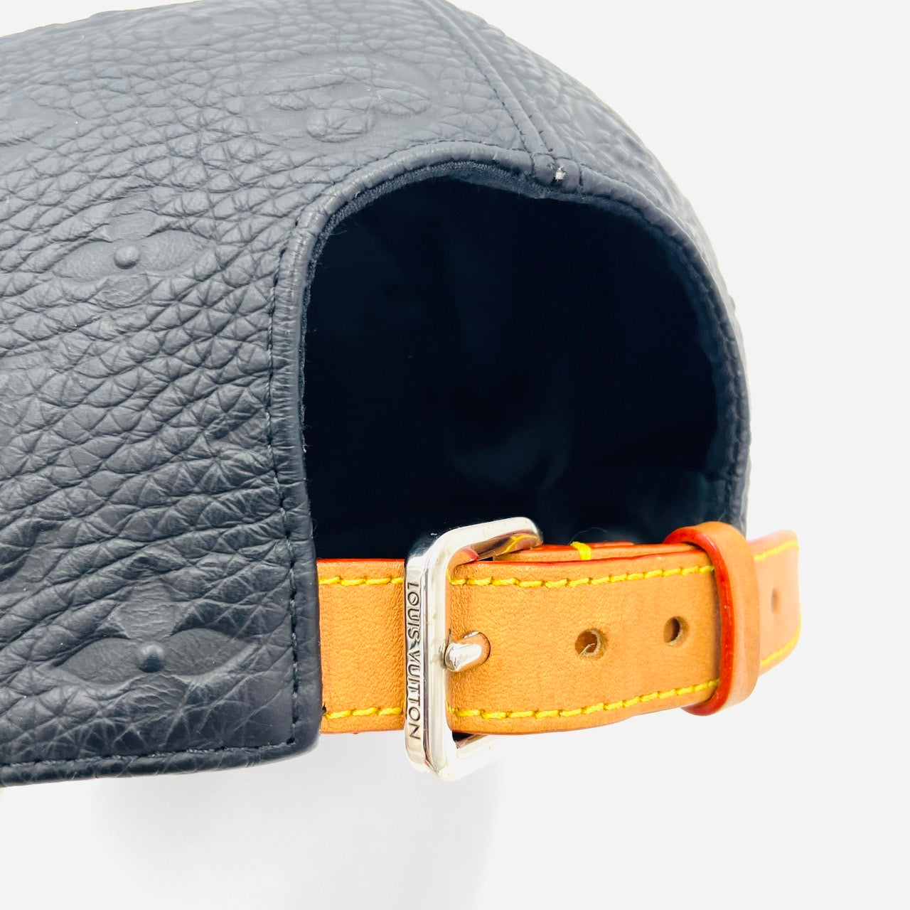 LOUIS VUITTON CAP Monogram Unplanted Hat MP2606 Black Leather Size 60