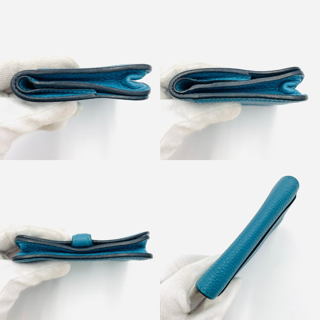 HERMES Dogon Wallet Blue Silver Hardwere