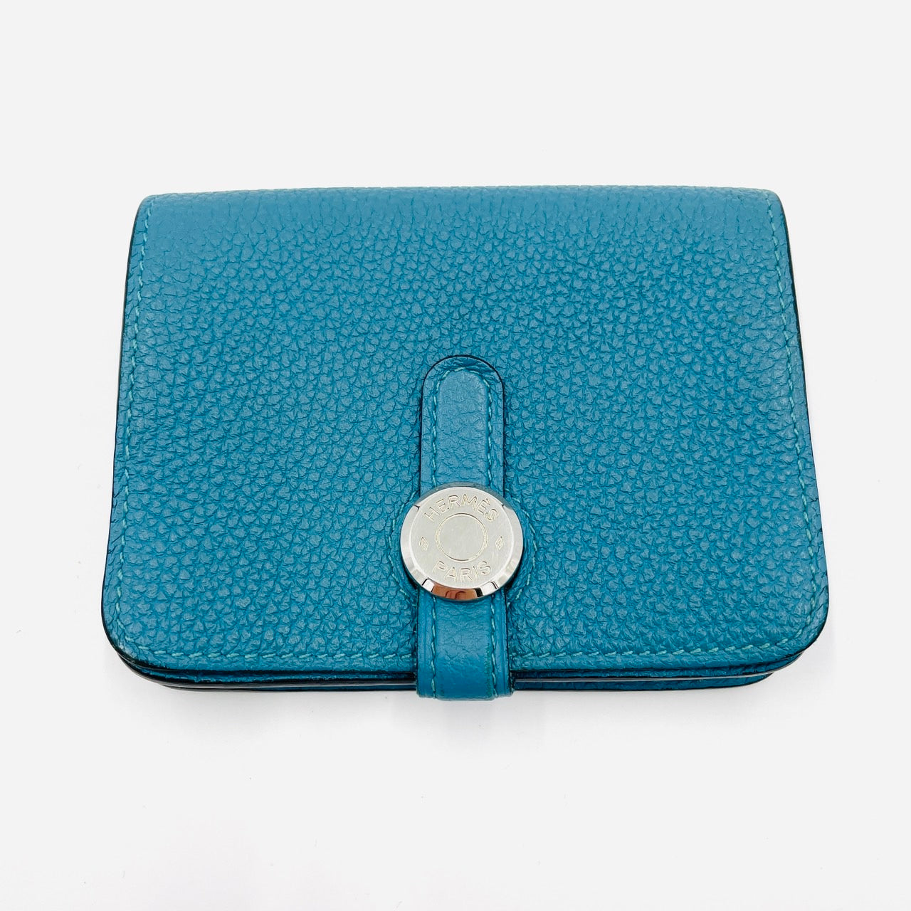 HERMES Dogon Wallet Blue Silver Hardwere