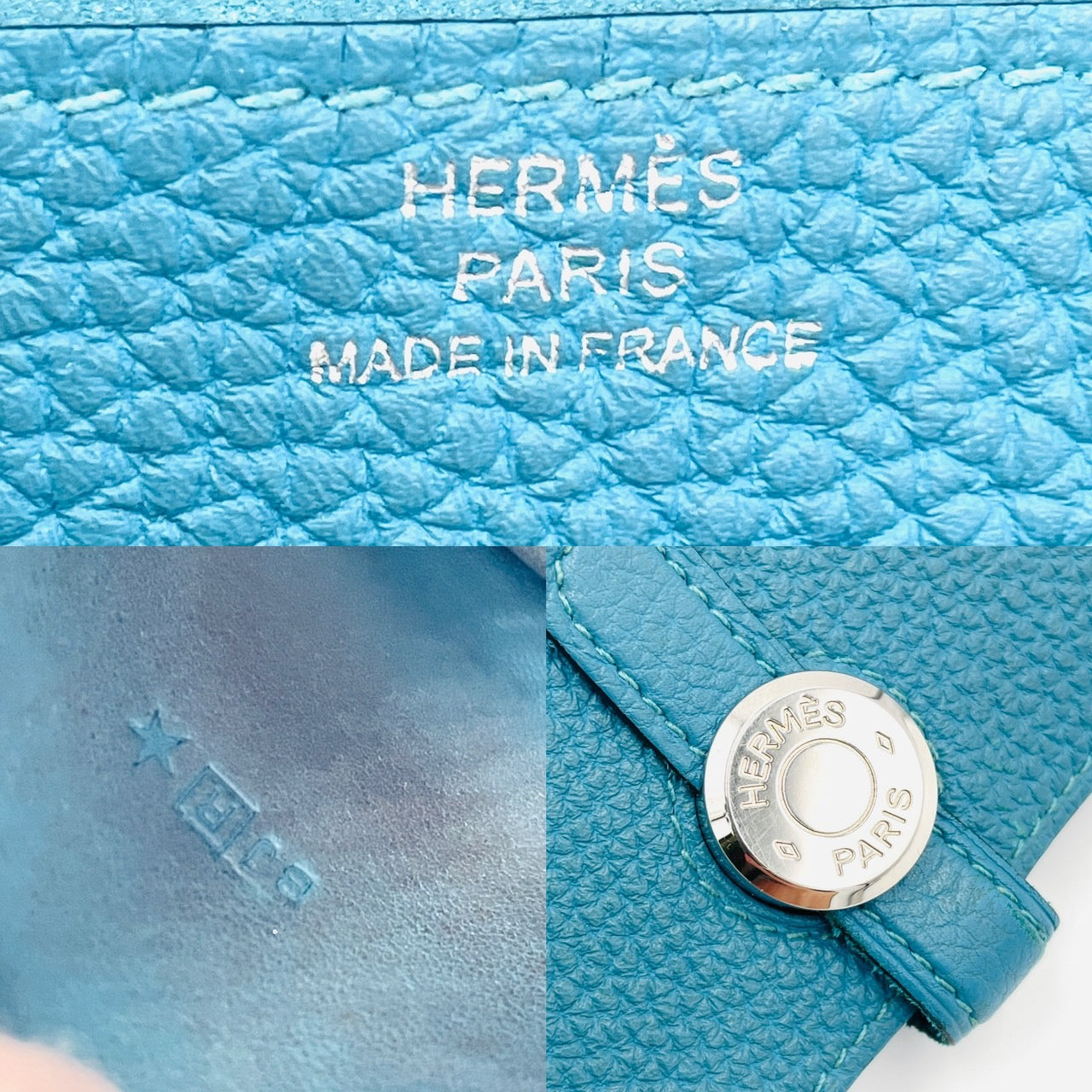 HERMES Dogon Wallet Blue Silver Hardwere
