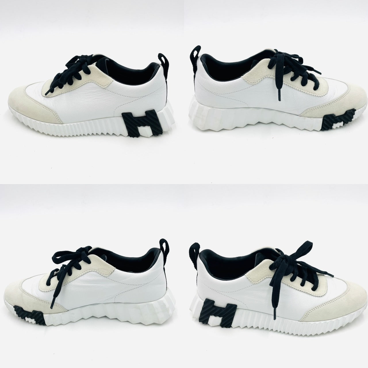 HERMES Bouncing Sneakers 36.5 White Black