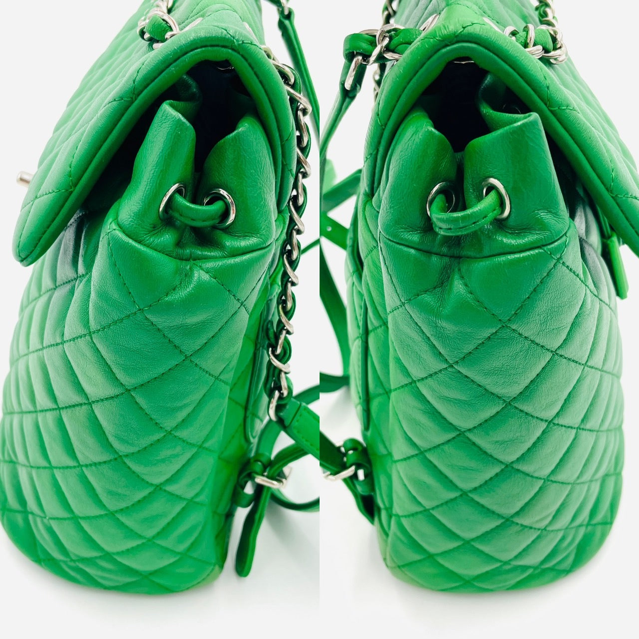 CHANEL Matrasse Lambskin Backpack Green