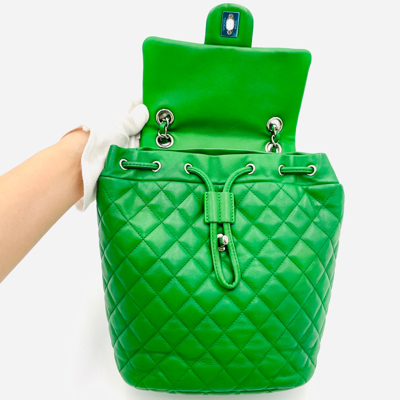 CHANEL Matrasse Lambskin Backpack Green