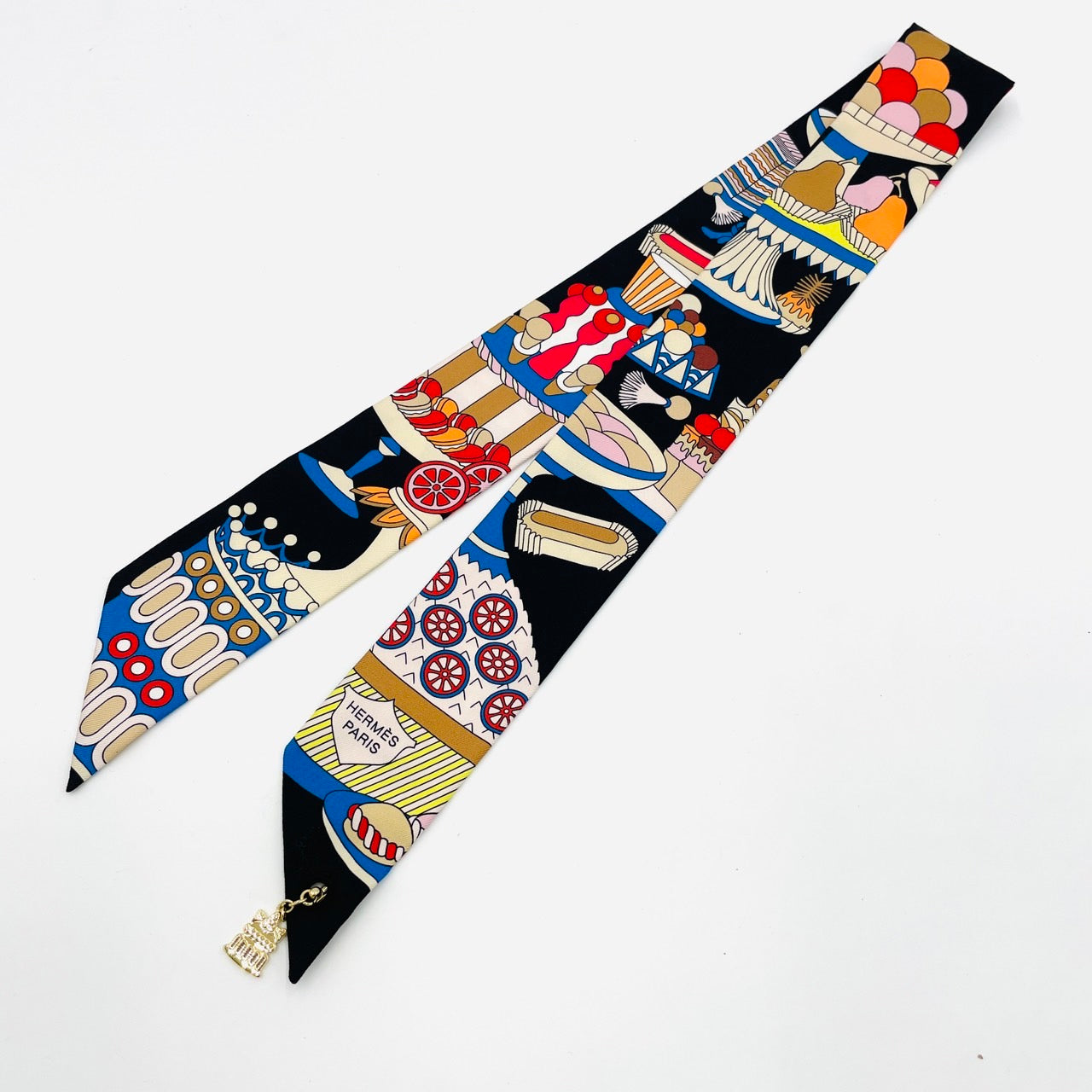 HERMES twilly Silk 100% Black