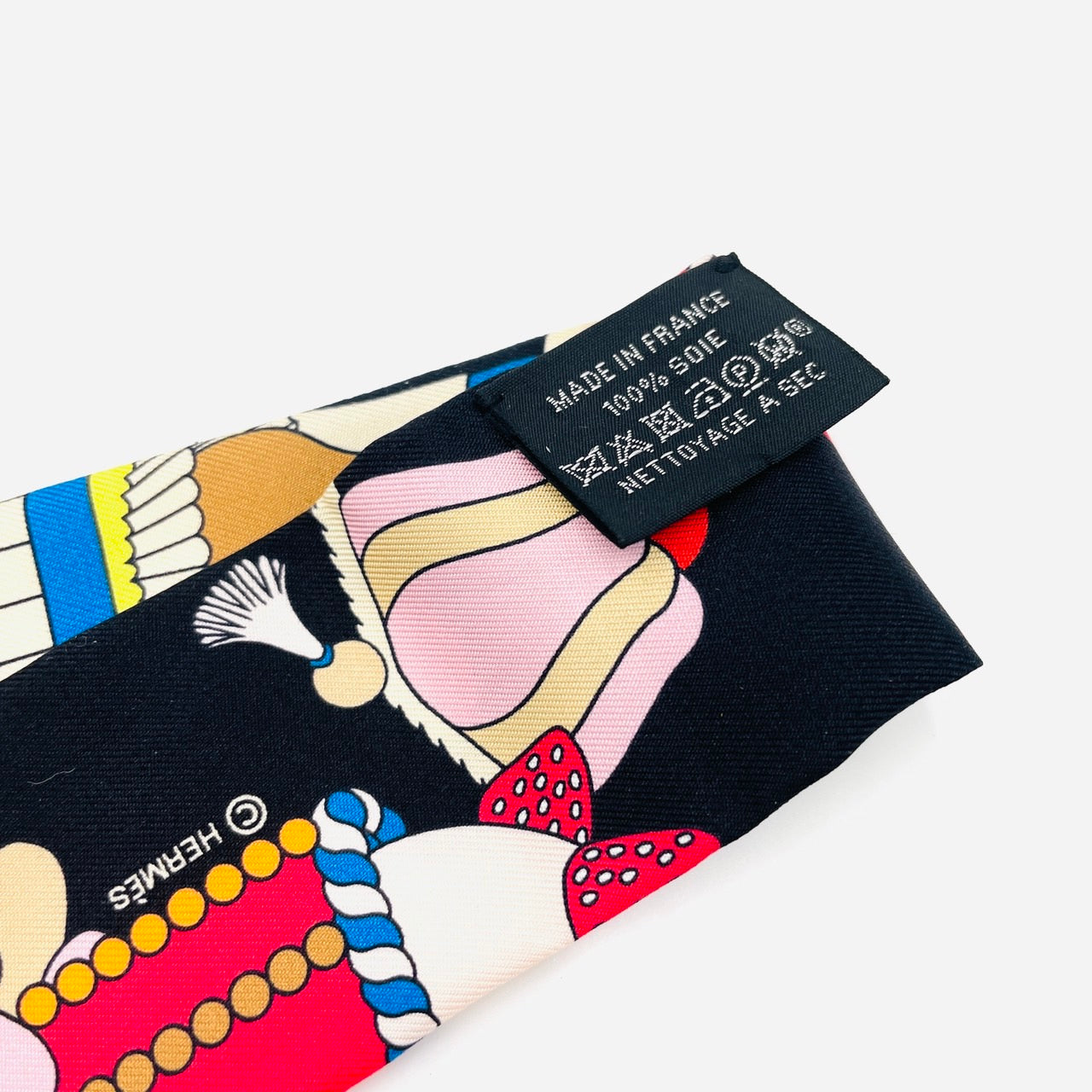 HERMES twilly Silk 100% Black