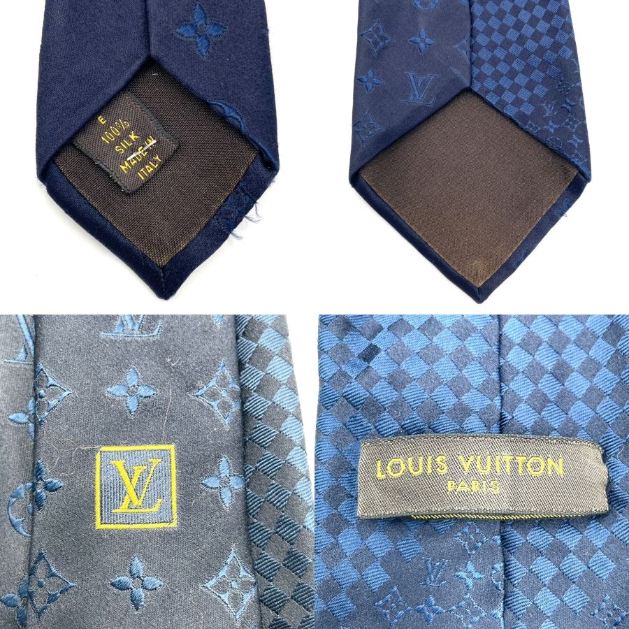 LOUIS VUITTON Tie Navy 100% silk