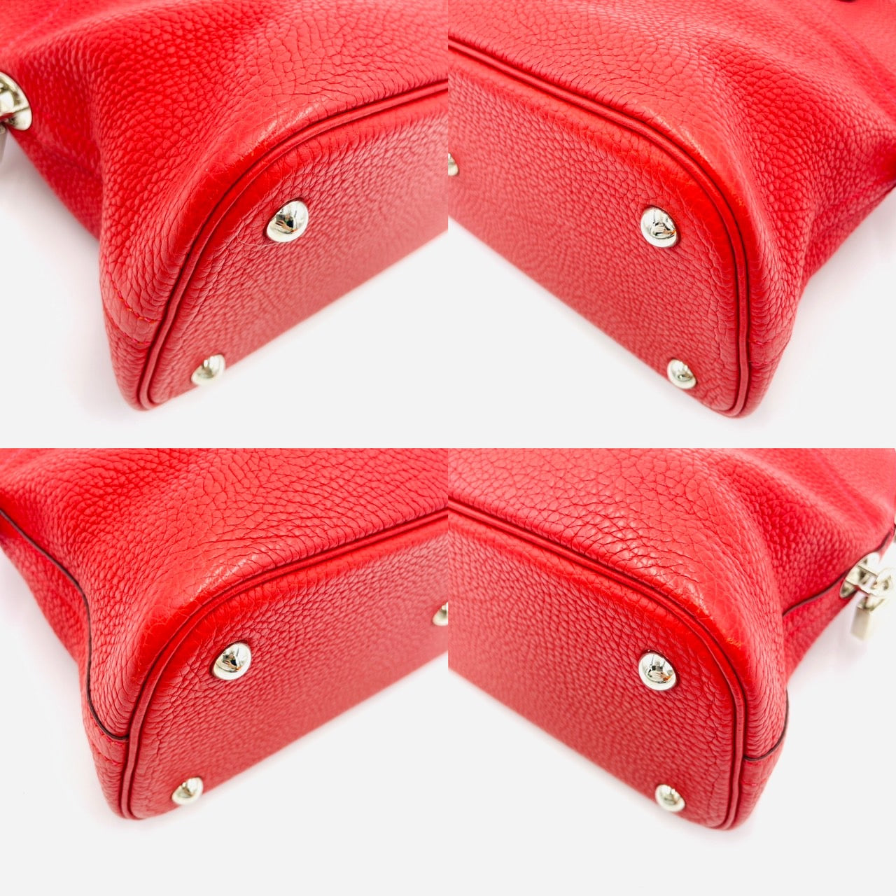 Hermes Bollide Handbag Red Leather