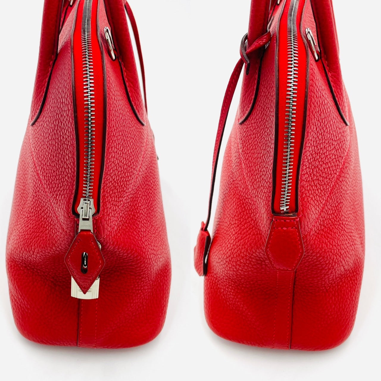 Hermes Bollide Handbag Red Leather