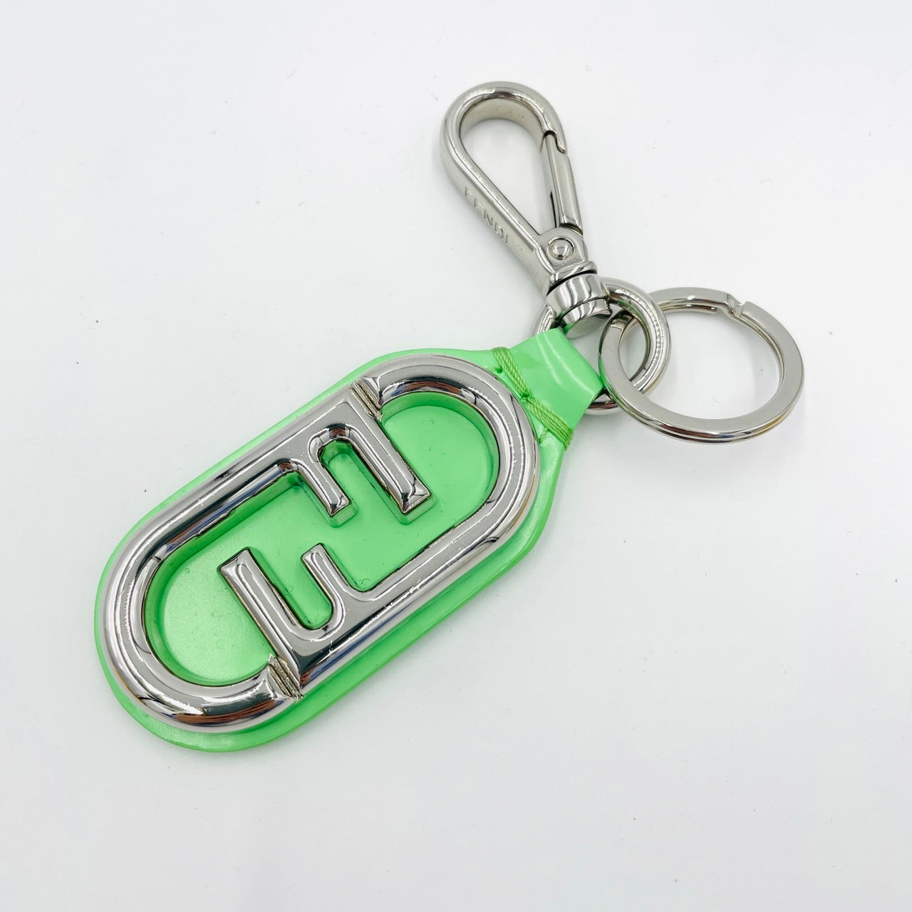 FENDI Logo Green Silver Key Holder