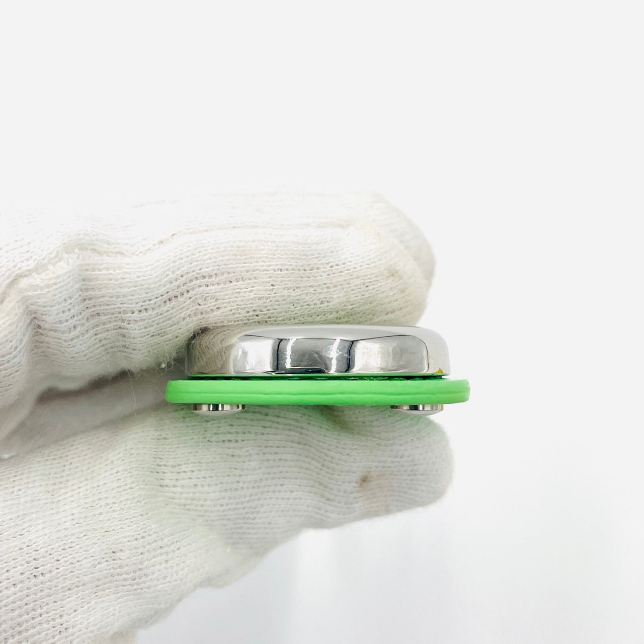 FENDI Logo Green Silver Key Holder