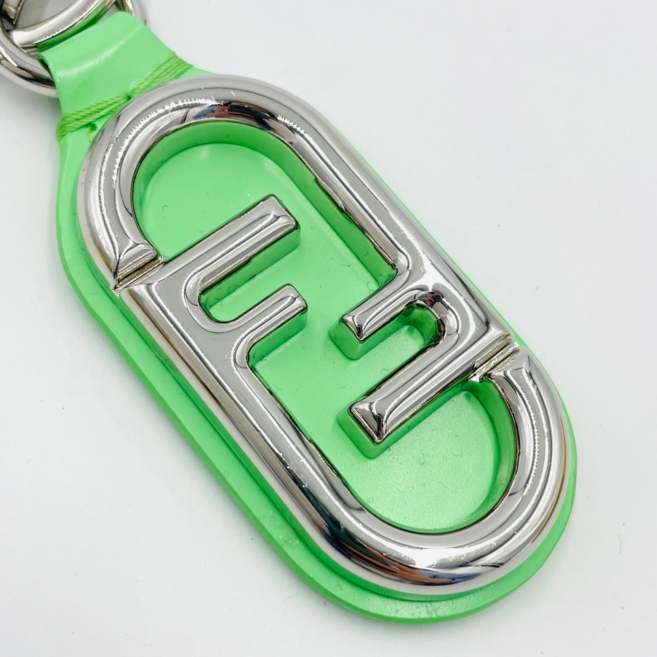 FENDI Logo Green Silver Key Holder