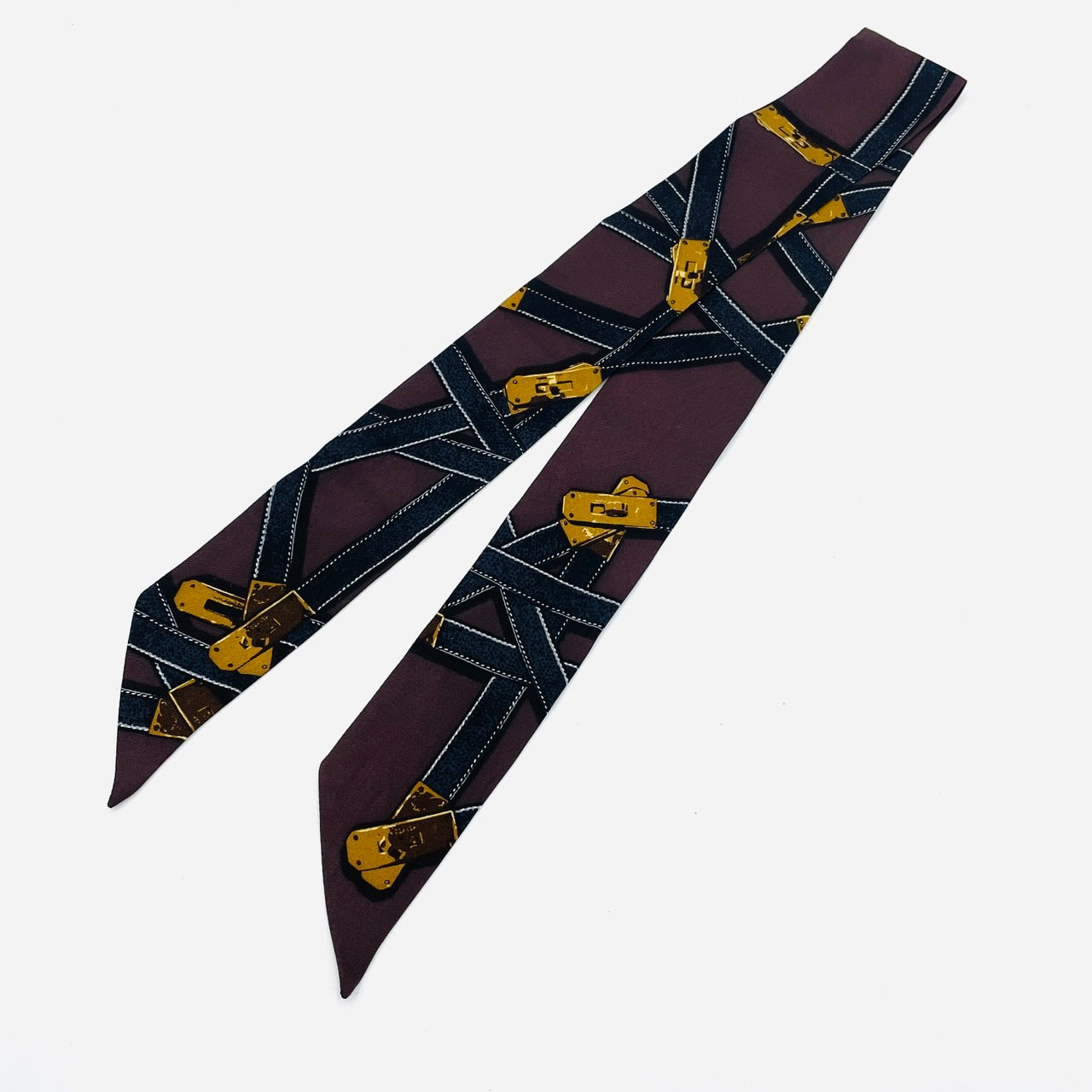 HERMES Twilly Silk 100% Dark Brown