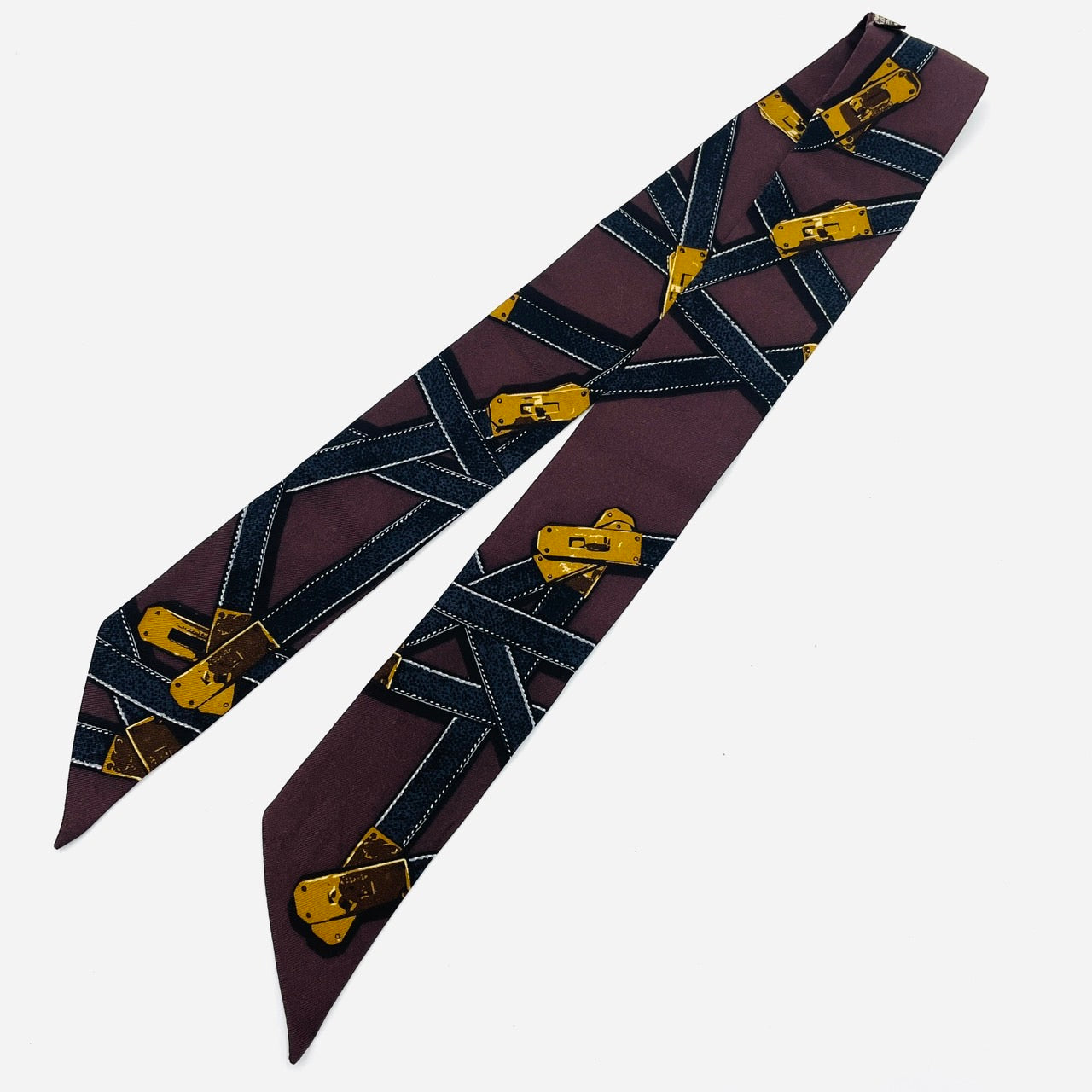 HERMES Twilly Silk 100% Dark Brown