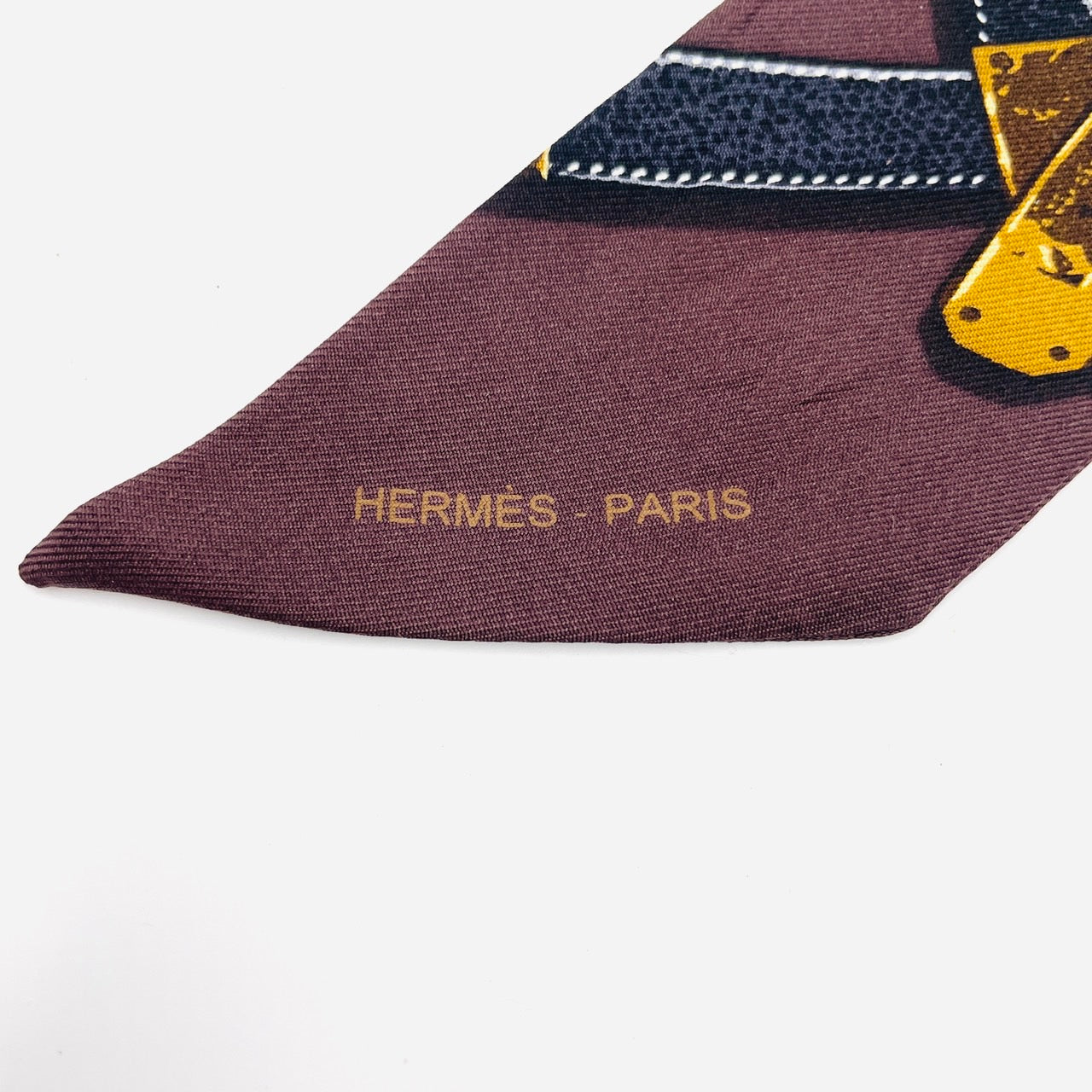 HERMES Twilly Silk 100% Dark Brown