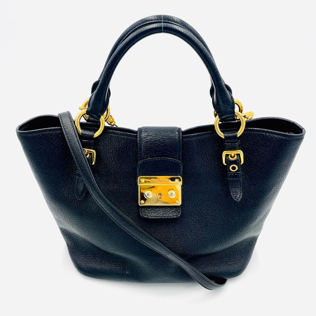 MIUMIU Madras 2way Black Shoulder Bag