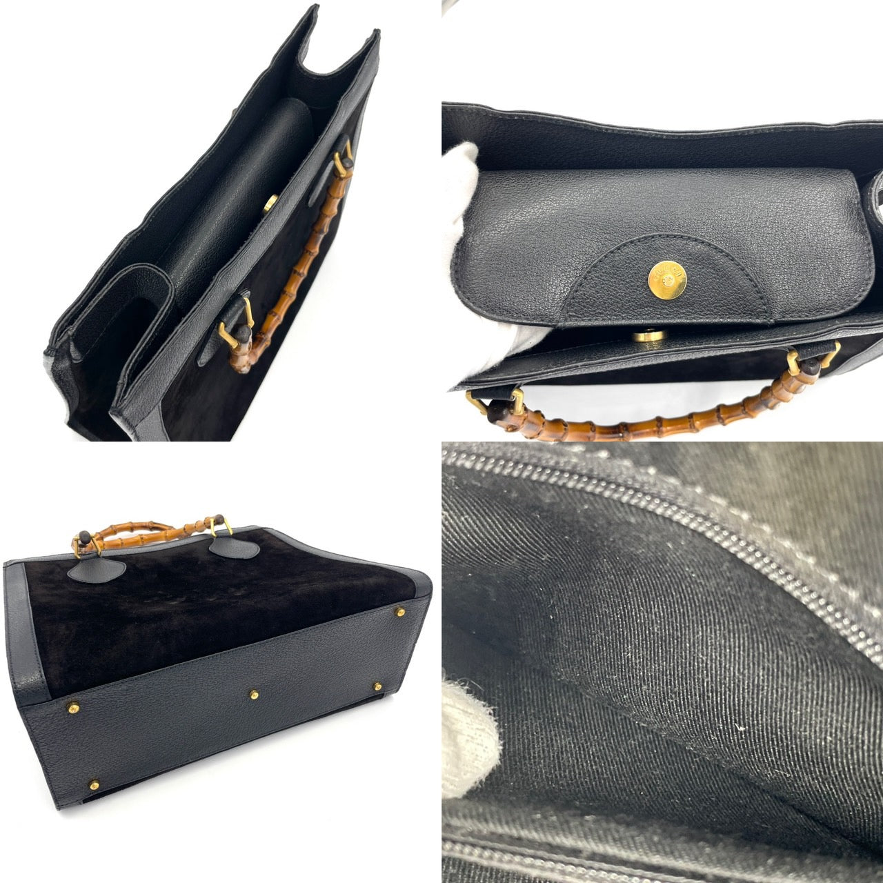 GUCCI Bamboo Black Hand Bag