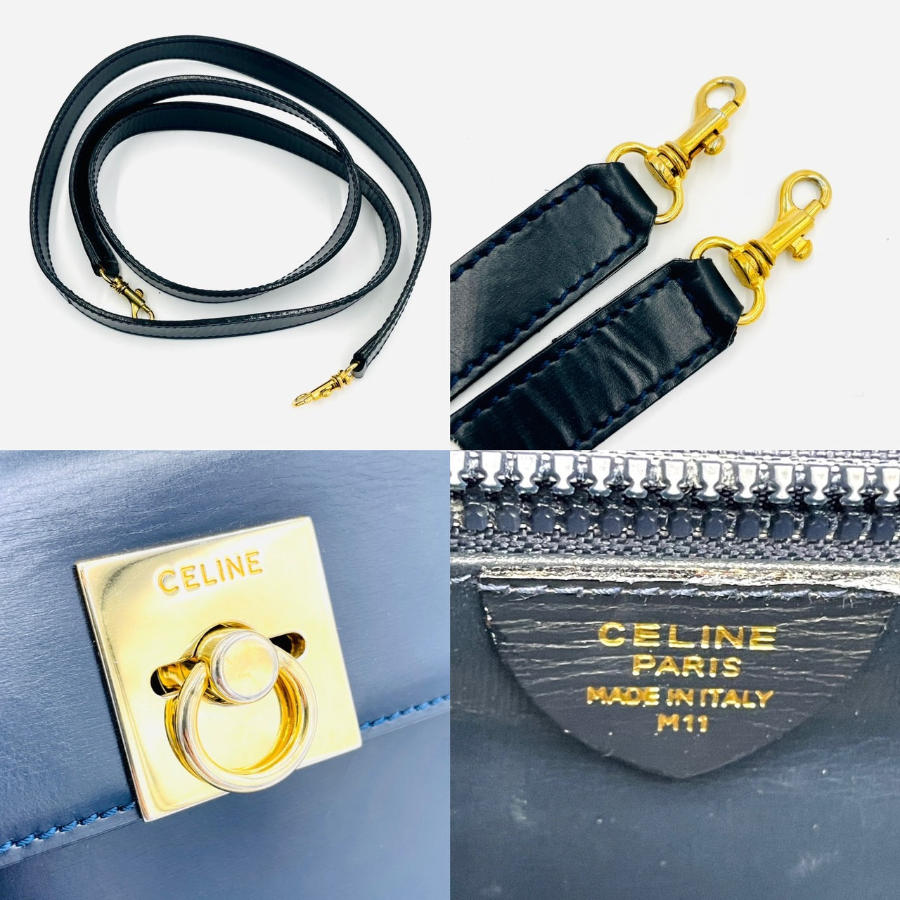 CELINE Vintage Leather 2 Way Black Hand Bag