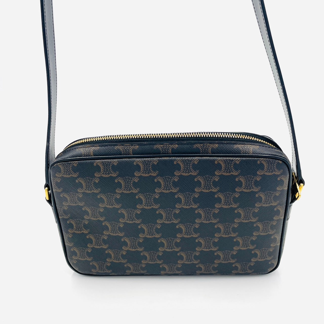 CELINE Trionf Messenger Shoulder Bag Black Brown