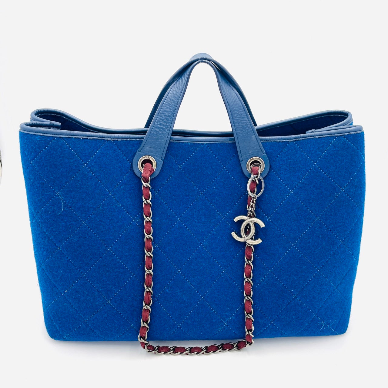 CHANEL 2way Chain Shoulder Blue Bag