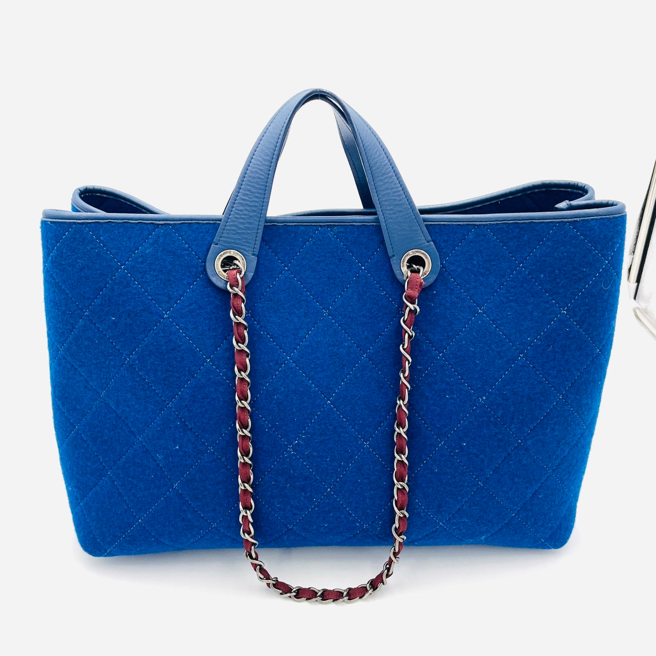 CHANEL 2way Chain Shoulder Blue Bag