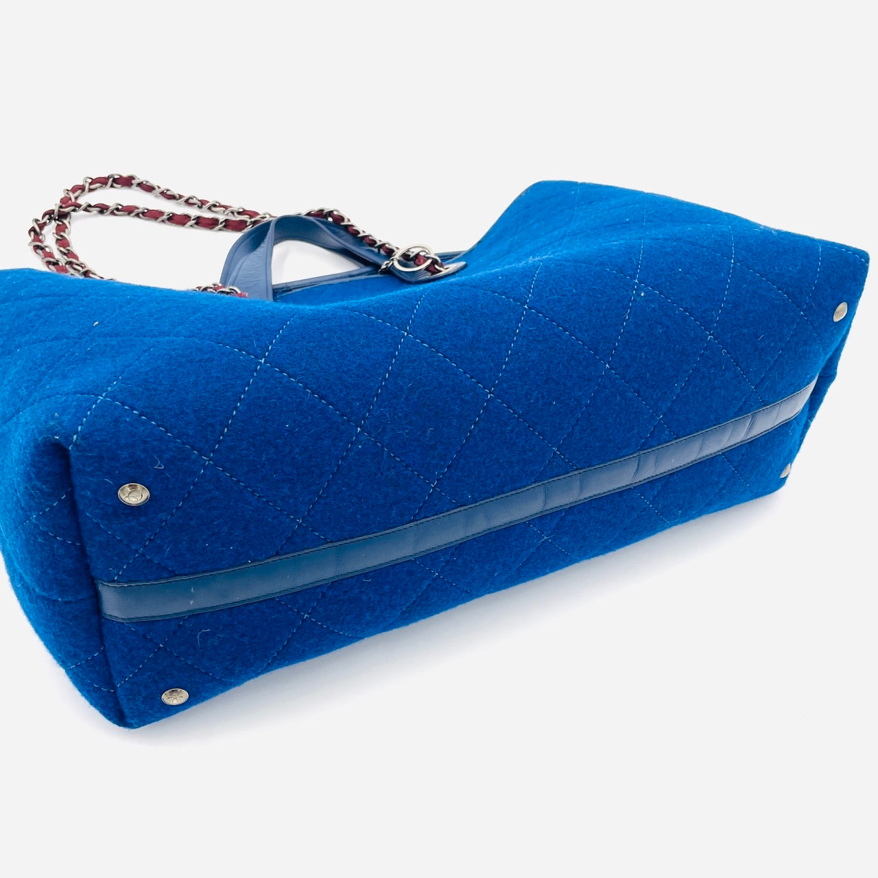 CHANEL 2way Chain Shoulder Blue Bag