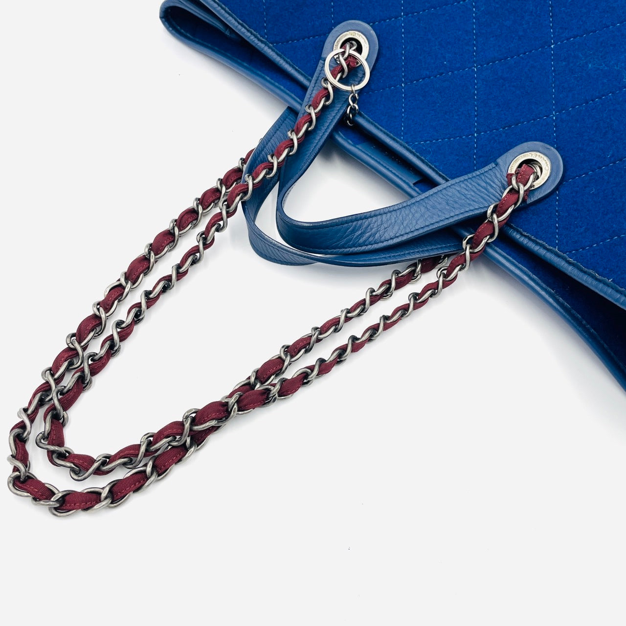 CHANEL 2way Chain Shoulder Blue Bag