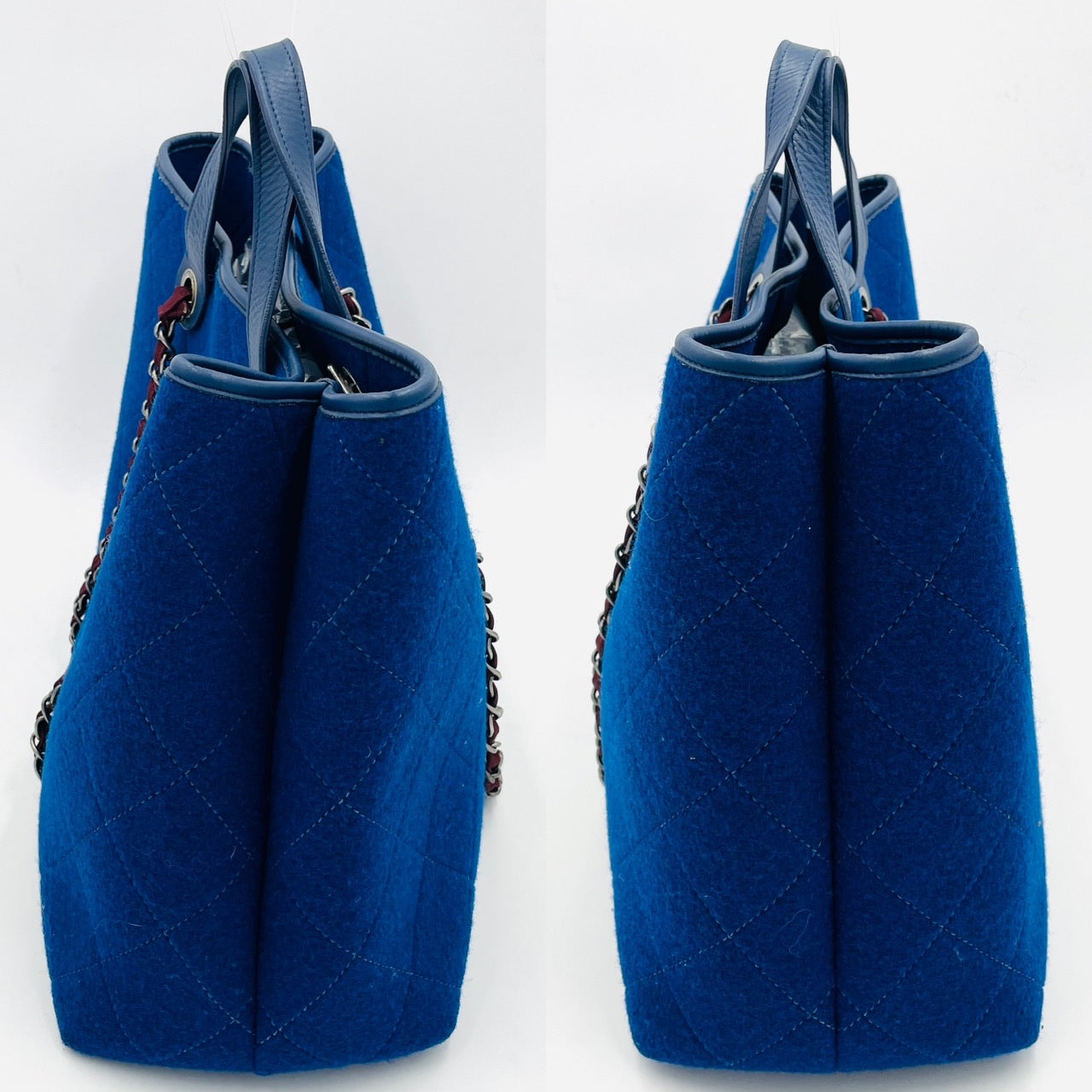 CHANEL 2way Chain Shoulder Blue Bag