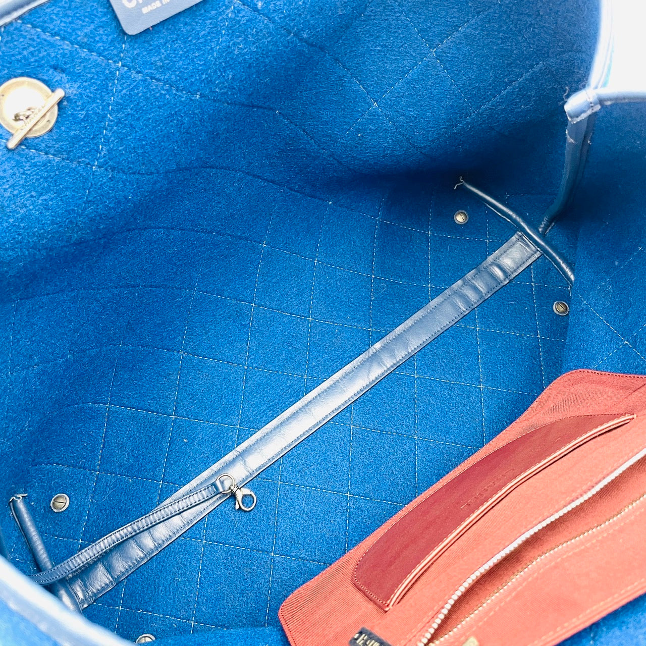 CHANEL 2way Chain Shoulder Blue Bag