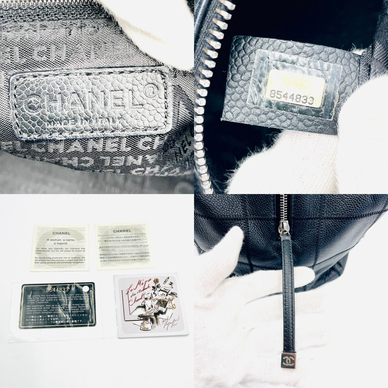 CHANEL CHOCOLATE BAR Soft Caviar Black Leather Handbag Black