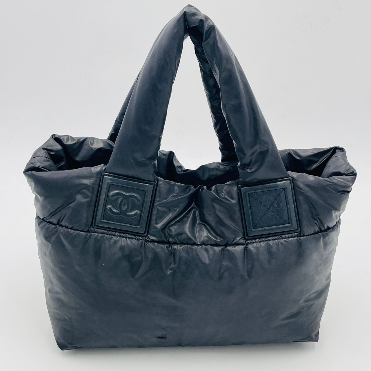CHANEL Coco Cocoon Nylon Handbag Black Coco Mark Black