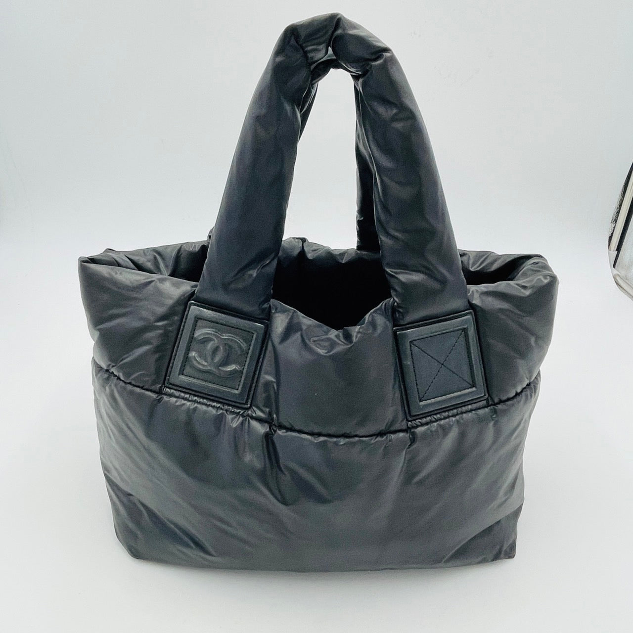 CHANEL Coco Cocoon Nylon Handbag Black Coco Mark Black