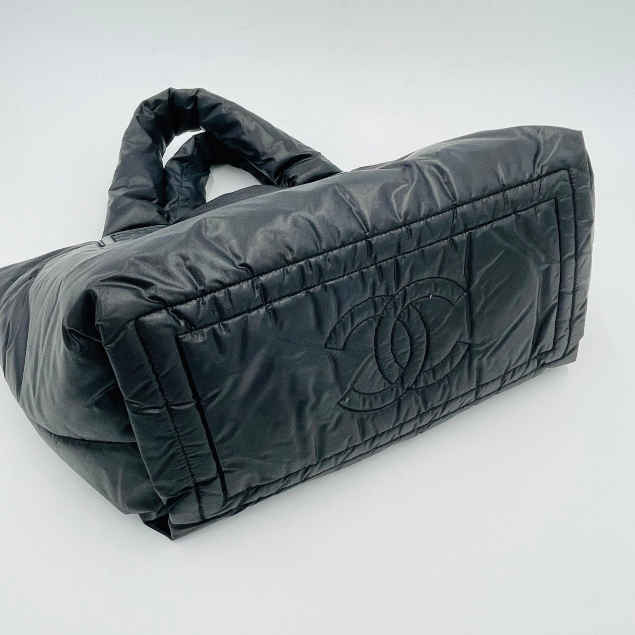 CHANEL Coco Cocoon Nylon Handbag Black Coco Mark Black